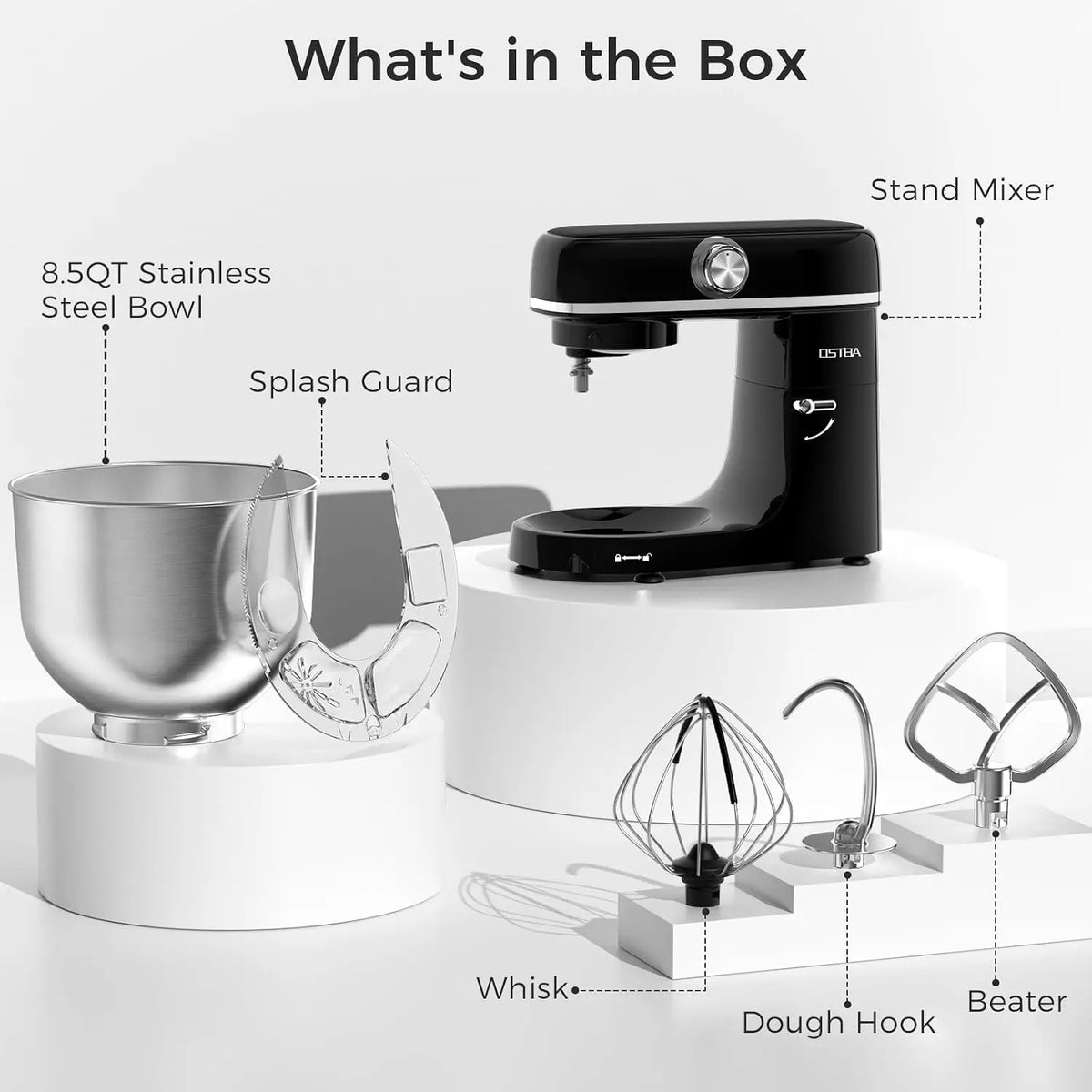 Stand Mixer, 6 Speed Tilt-Head Electric Kitchen Mixer with 6.3QT Bowl