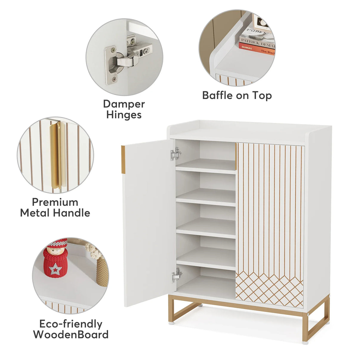 Tribesigns Modern Shoe Cabinet With Doors And Spacious Storage