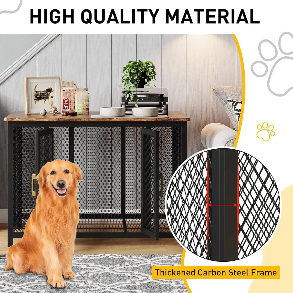 Extra Large Iron Dog Crate With Double Doors And Storage