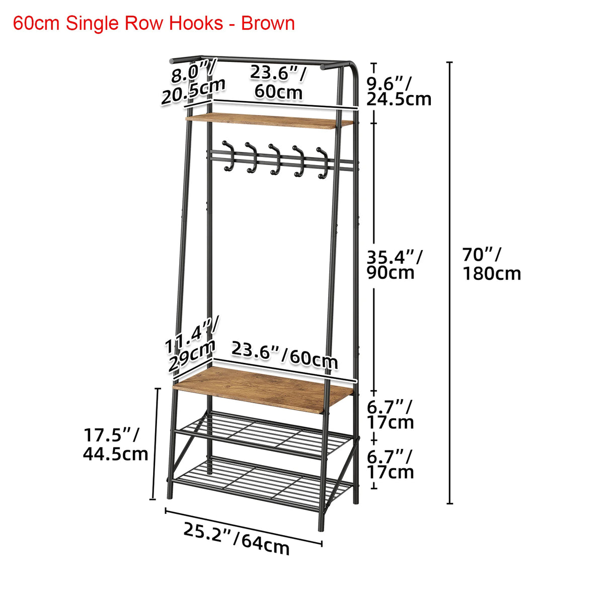 Coat Rack Shoe Bench, 4-in-1 Hall Trees Entryway Bench with Coat Rack and Shoe Rack, Steel Frame Storage Shelf and Hanging Bar
