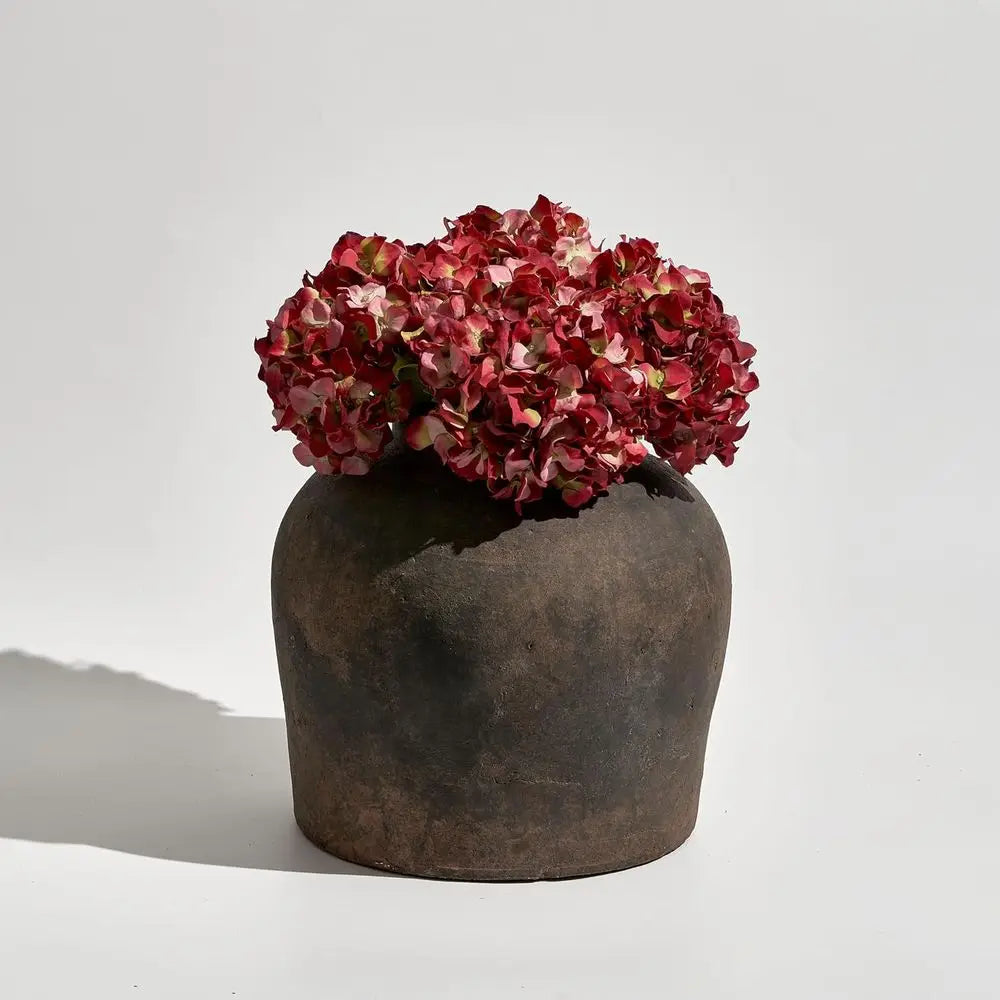 Eleventh-Inch Zen-Inspired Brown Ceramic Vase for Rustic Home Decor and Flower Arrangements