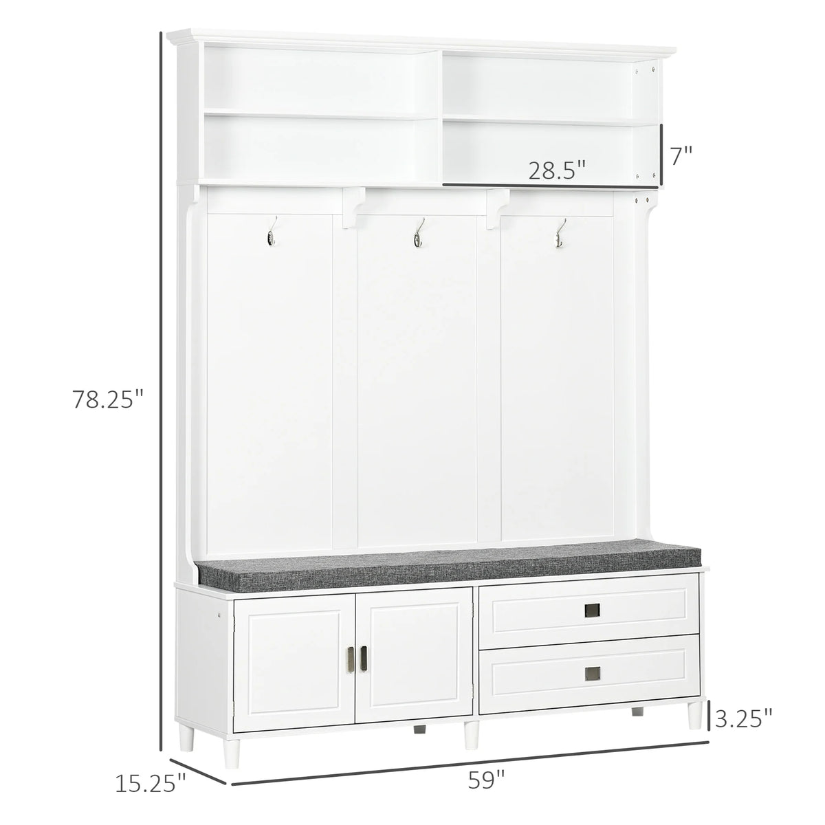 HOMCOM Hall Tree Storage Bench With Coat Rack And Shelves