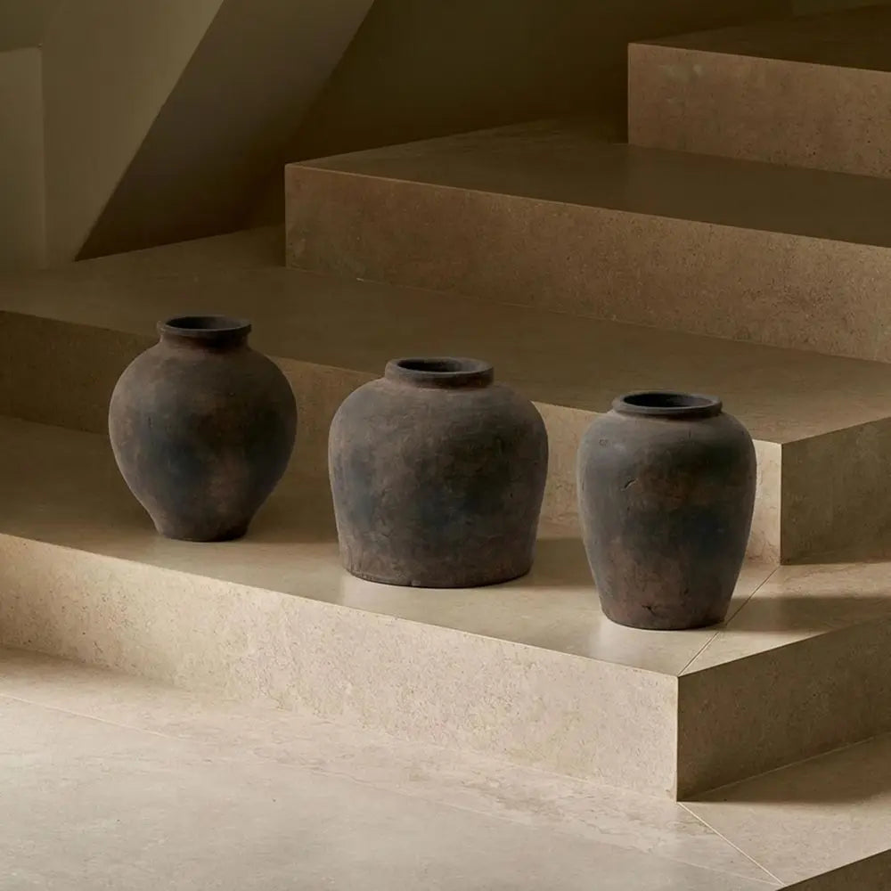 Eleventh-Inch Zen-Inspired Brown Ceramic Vase for Rustic Home Decor and Flower Arrangements