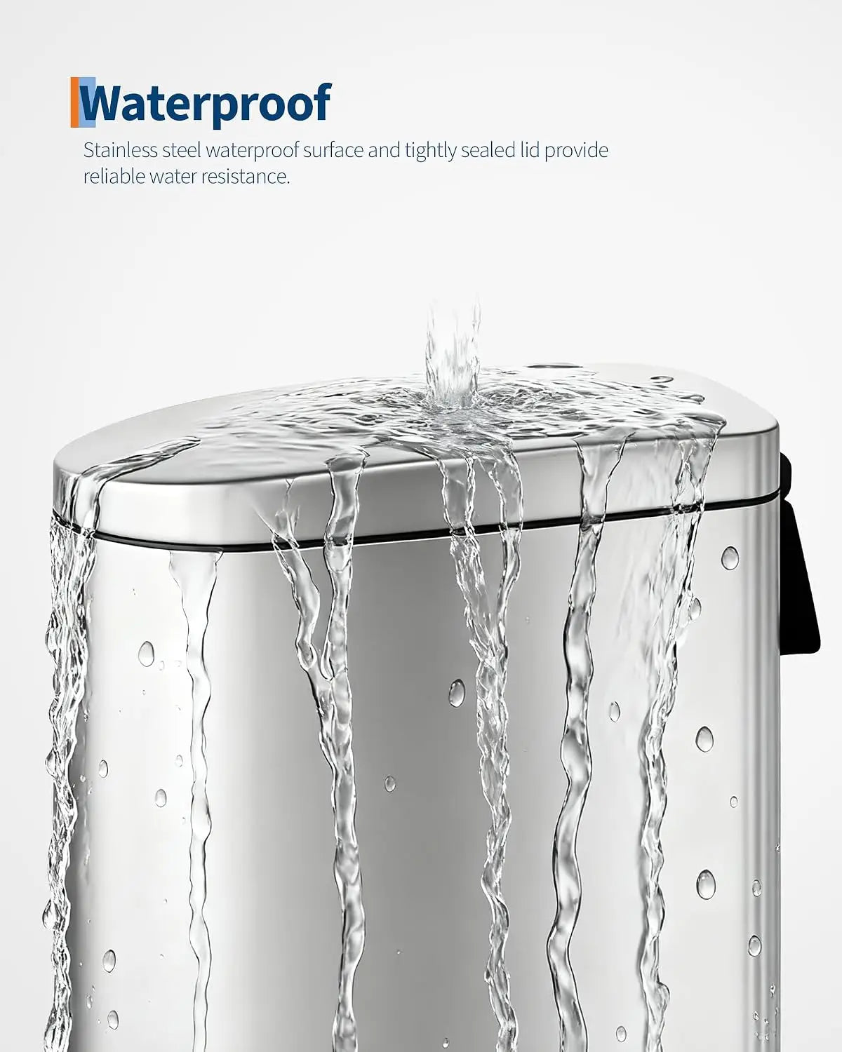 Stainless Steel Pedal Trash Can With Soft Close Lid