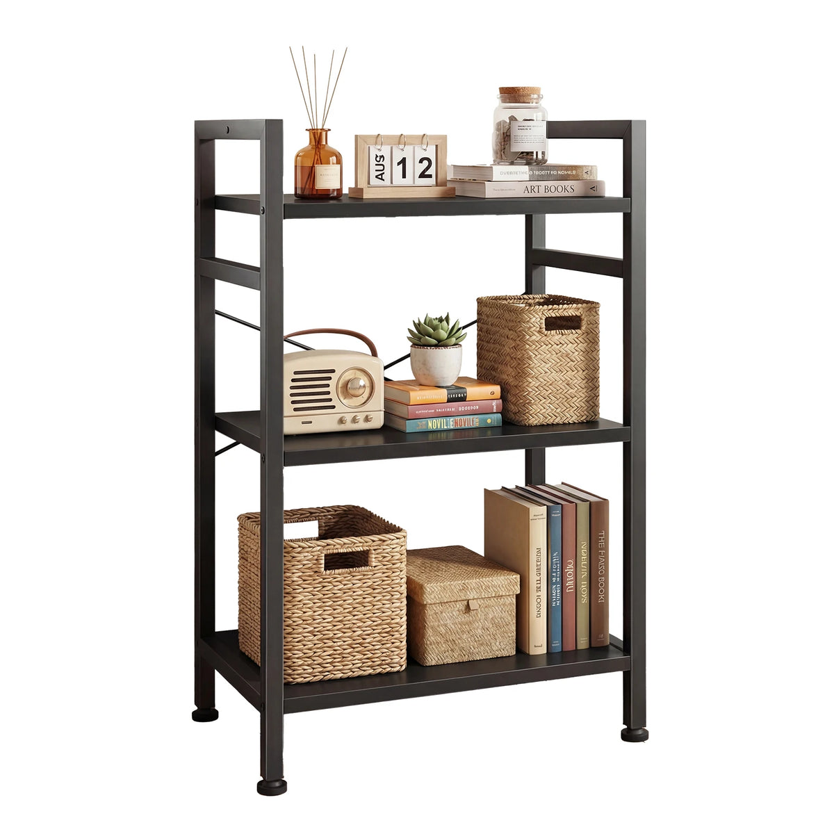 MCQ Wooden Bookcase With Graduated Shelves And Home Storage