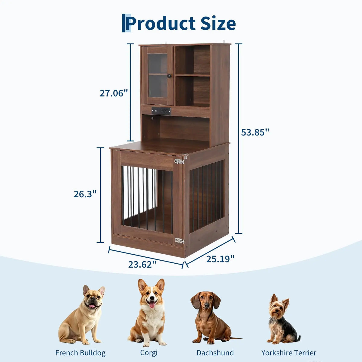 Furniture-Style Wooden Dog Crate End Table for Small Dogs, Indoor Dog Kennel Bedside Table, Space-Saving Home Decor Design, Durable Wood Build