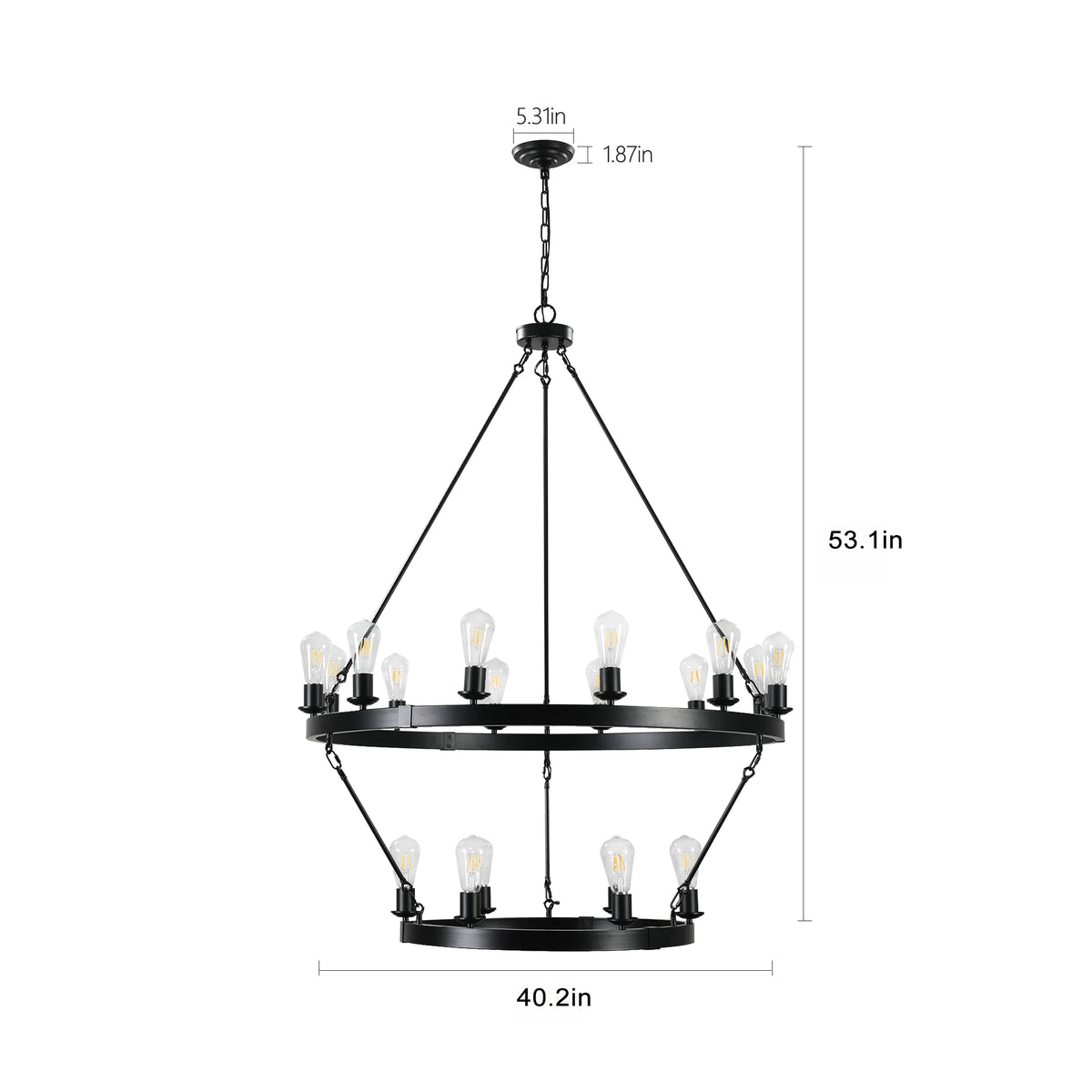 Retro style Large 2-Tier circular ceiling Ironwork chandelier