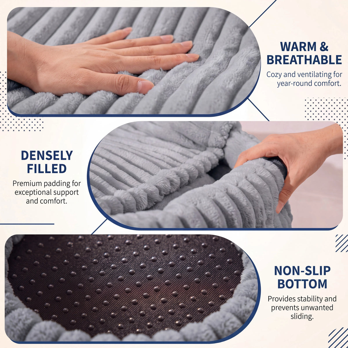 Soft Hooded Cat Cave Bed – Round Enclosed Self-Warming Hideaway for Indoor Cats & Small Dogs, Machine Washable with Non-Slip Bottom