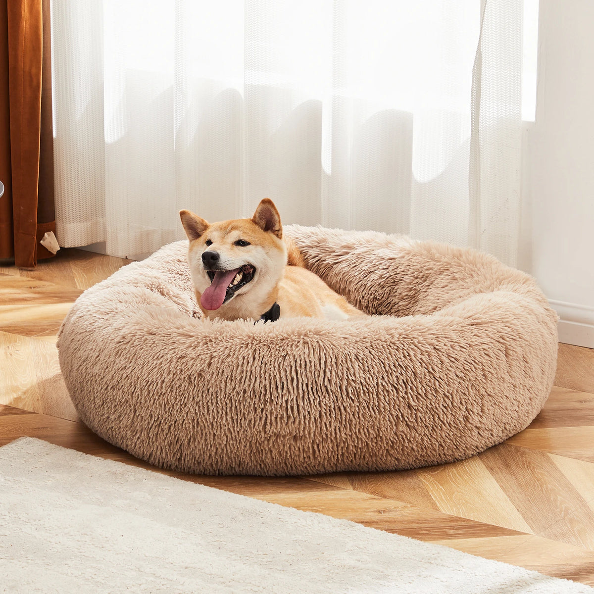 JHK Calming Plush Dog Bed Washable With Non Slip Base