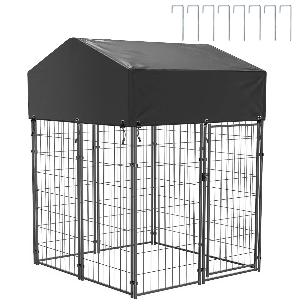 BINGOPAW Welded Wire Outdoor Dog Kennel With Weatherproof Canopy Cover
