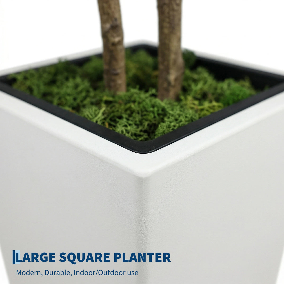 Realistic Artificial Green Plant In Tall White Pot With Textile Foliage And Distinctive Trunk Easy Care Indoor Decoration For Living Room Office Entryway