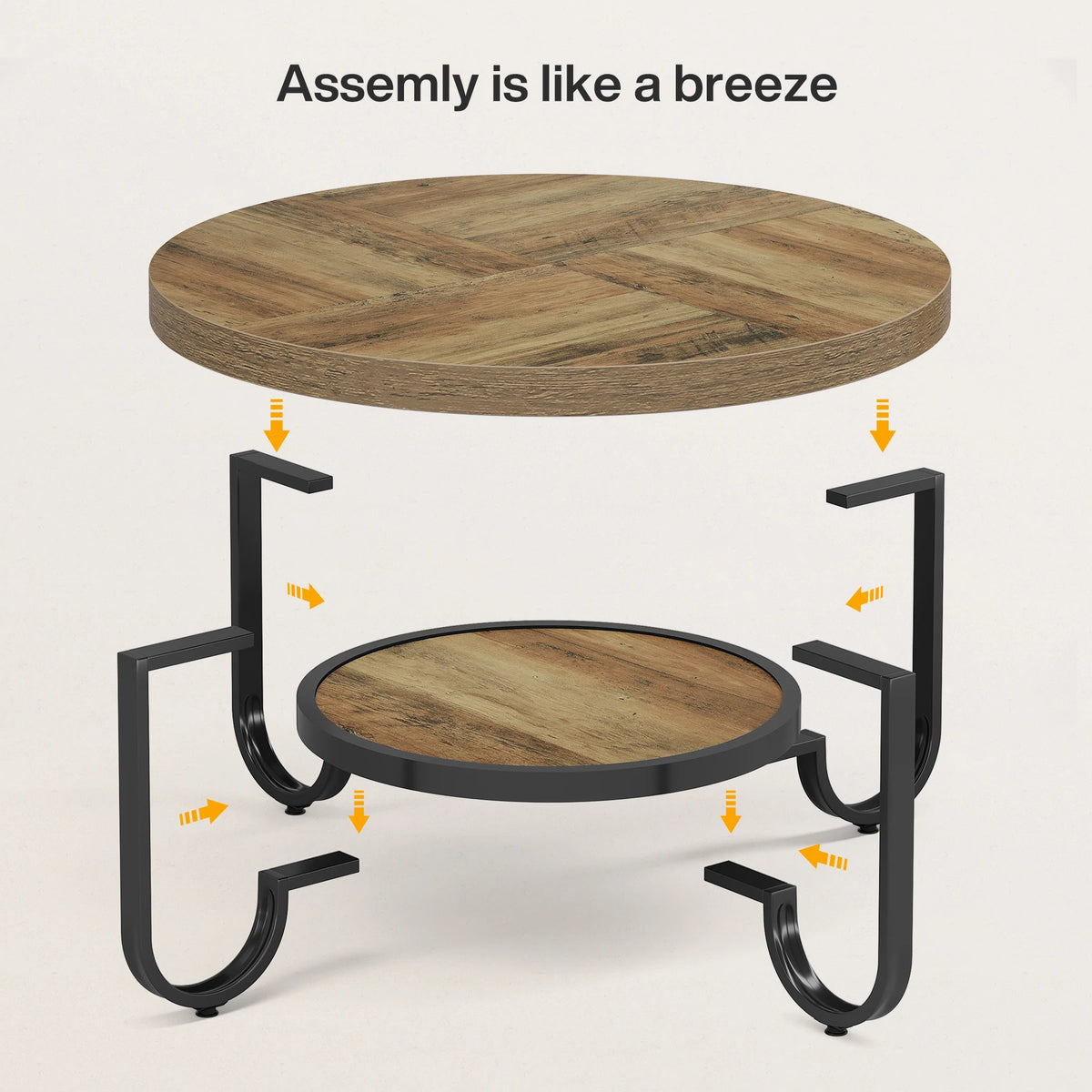 Tribesigns Round Coffee Table for Living Room, 2-Tier Center Table with Storage Shelf, 31.1-Inch Industrial Cocktail Tea Table w