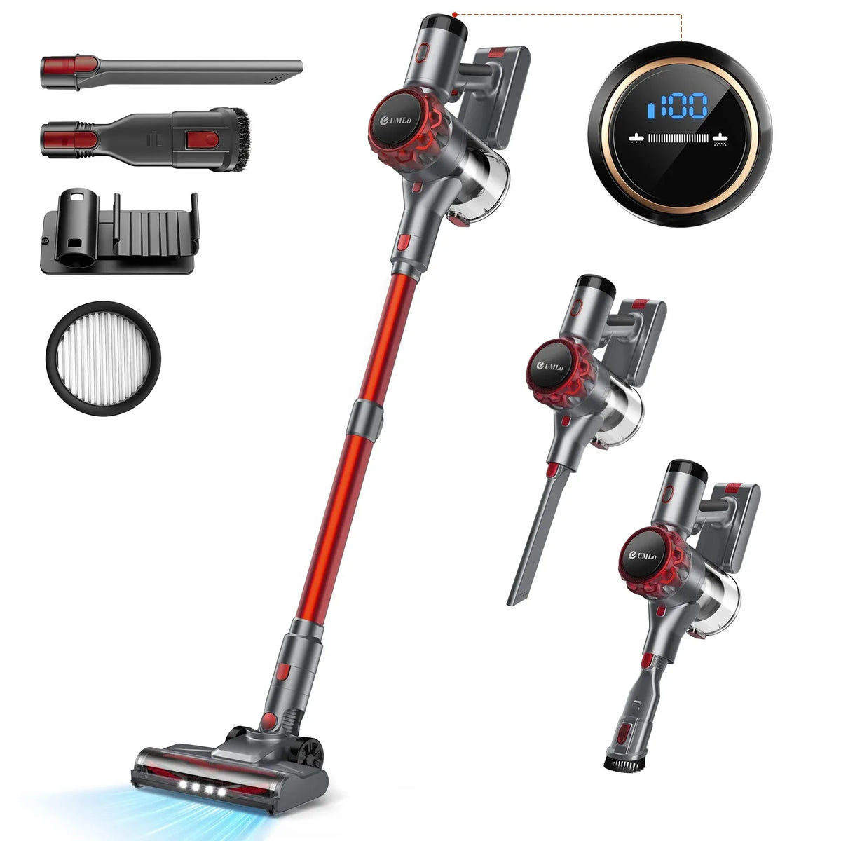 INSE S3P Cordless Vacuum Cleaner 45Kpa Powerful Handheld Stick Vacuum with LED Display 55-Min Running Self-Standing for Carpet H