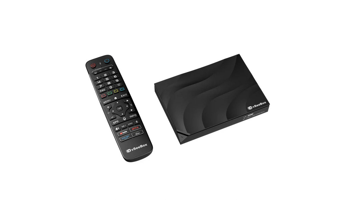 vSeeBox V6 Max 2026 Newest Version, Android 14, 4GB RAM 64GB Storage, Voice Control, WiFi 6, Parental Control, 8K HDMI, Complete Kit with Remote, HDMI Cable, Power Adapter & Setup Guide