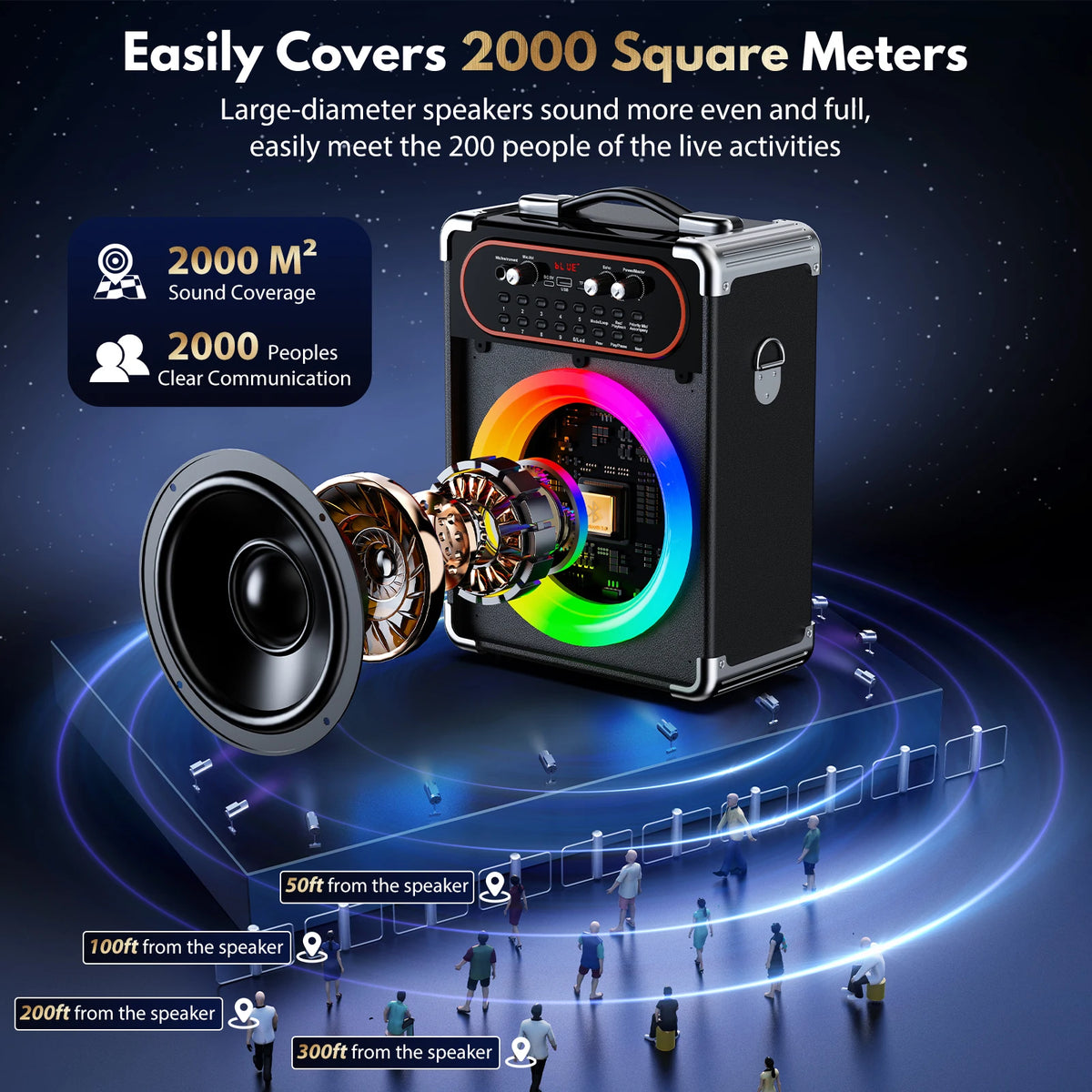 S68 Kara Ok with 2 Microphones, Portable Bluetooth 5.3 Kara Ok Speaker,Echo Adjustment, Supports Tv through Auxiliary Connection