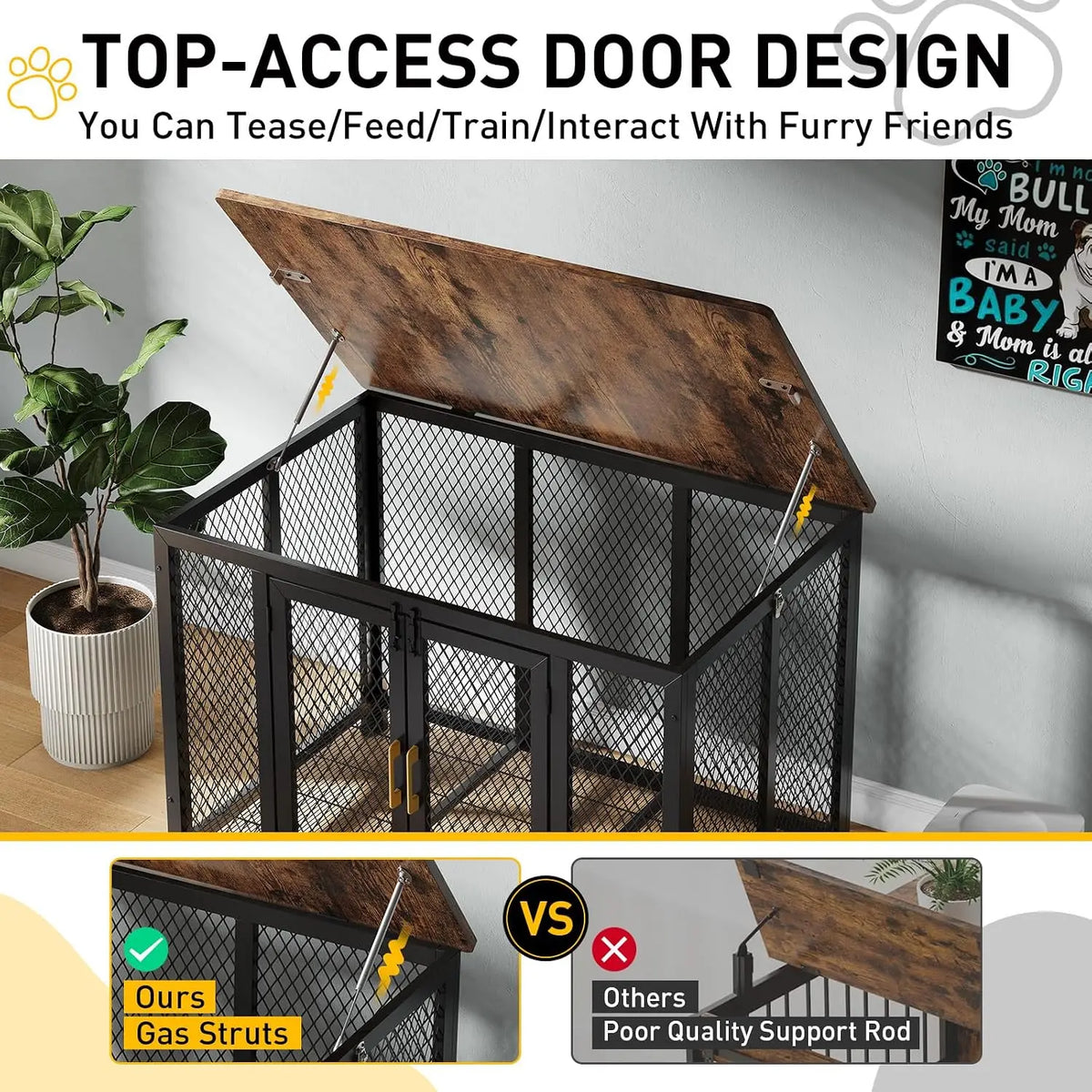 Extra Large Iron Dog Crate With Double Doors And Storage