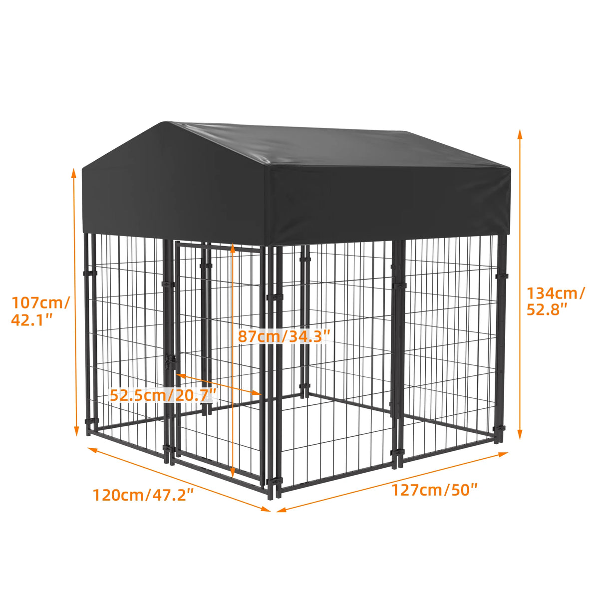 BINGOPAW Welded Wire Outdoor Dog Kennel With Weatherproof Canopy Cover