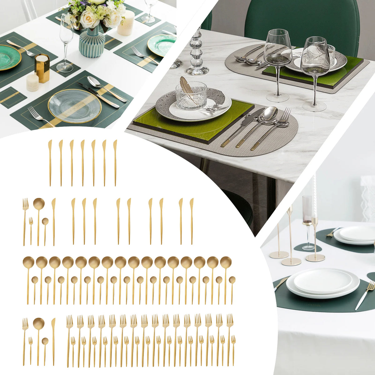 90Pcs Gold Silverware Set, Food-Grade Stainless Steel Flatware Sets For Home Restaurant Weddings
