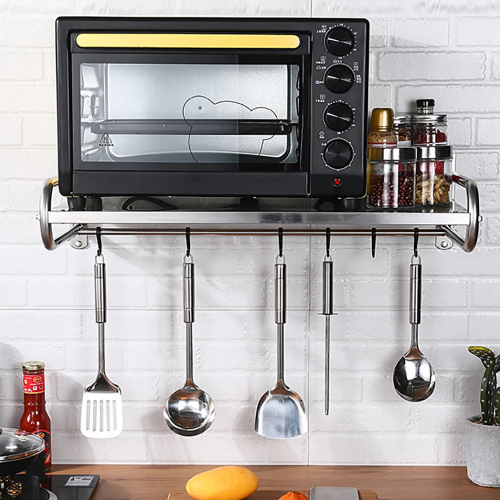 Microwave Oven Rack Stainless Steel Microwave Oven Shelf Wall-Mounted Kitchen Shelf Kitchen Shelves Counter
