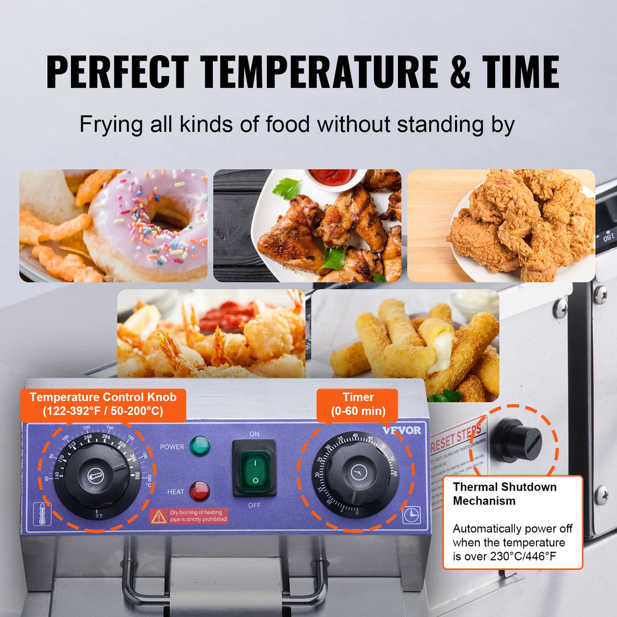 SucceBuy Electric Deep Fryer w/Dual Removable Tanks 12L 5000W Commercial Countertop Fryer for Chicken French Fries