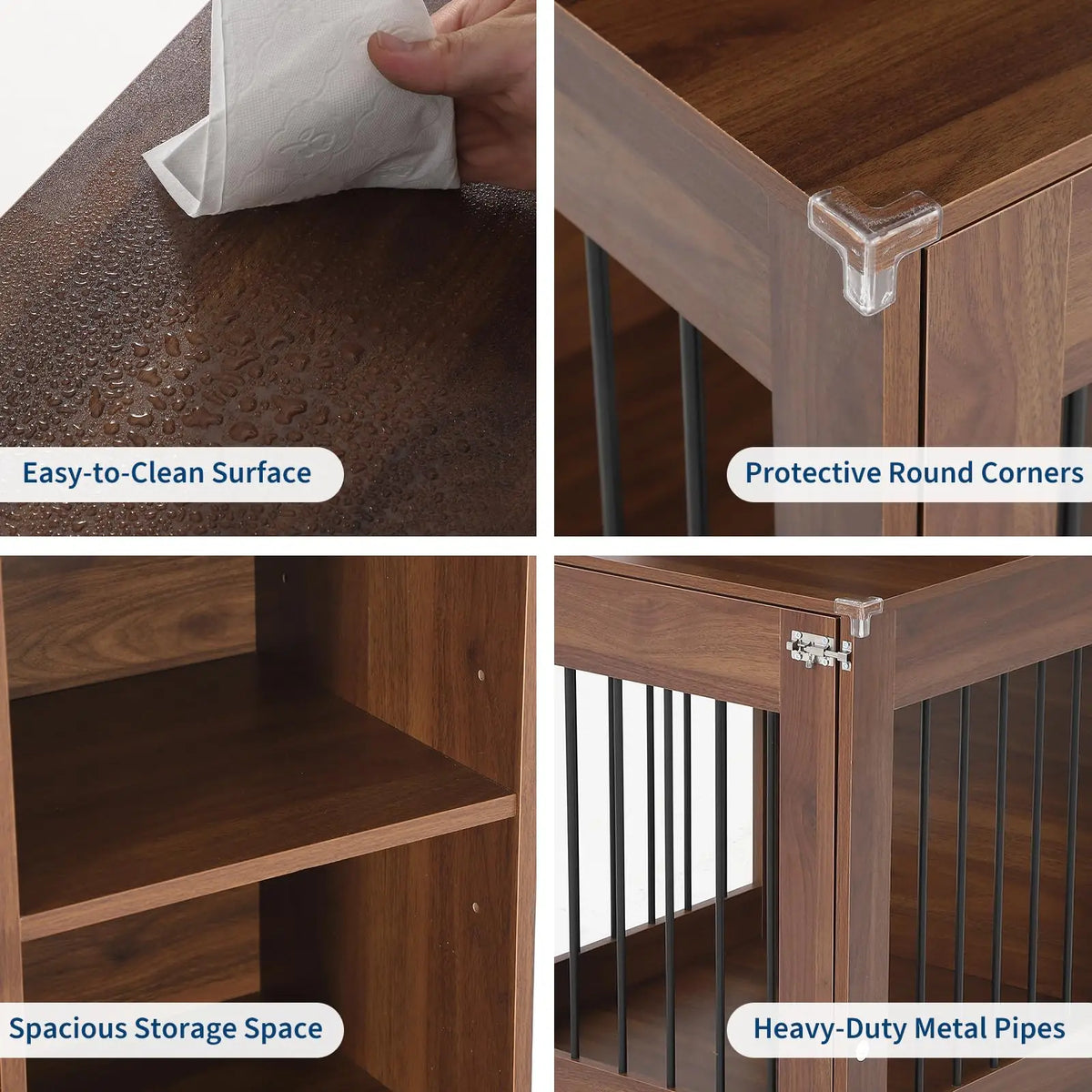 Furniture-Style Wooden Dog Crate End Table for Small Dogs, Indoor Dog Kennel Bedside Table, Space-Saving Home Decor Design, Durable Wood Build
