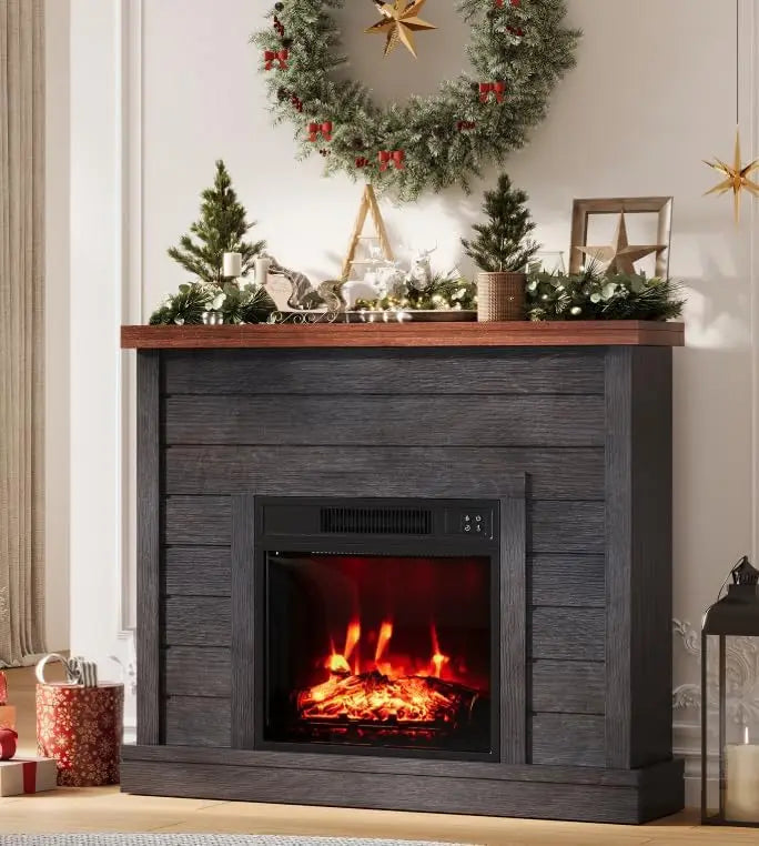 TWISTER.CK 38-Inch Electric Fireplace Mantel with 18-Inch Fireplace Insert, 1500W 120V 60Hz, Black – Freestanding Heater with Mantel