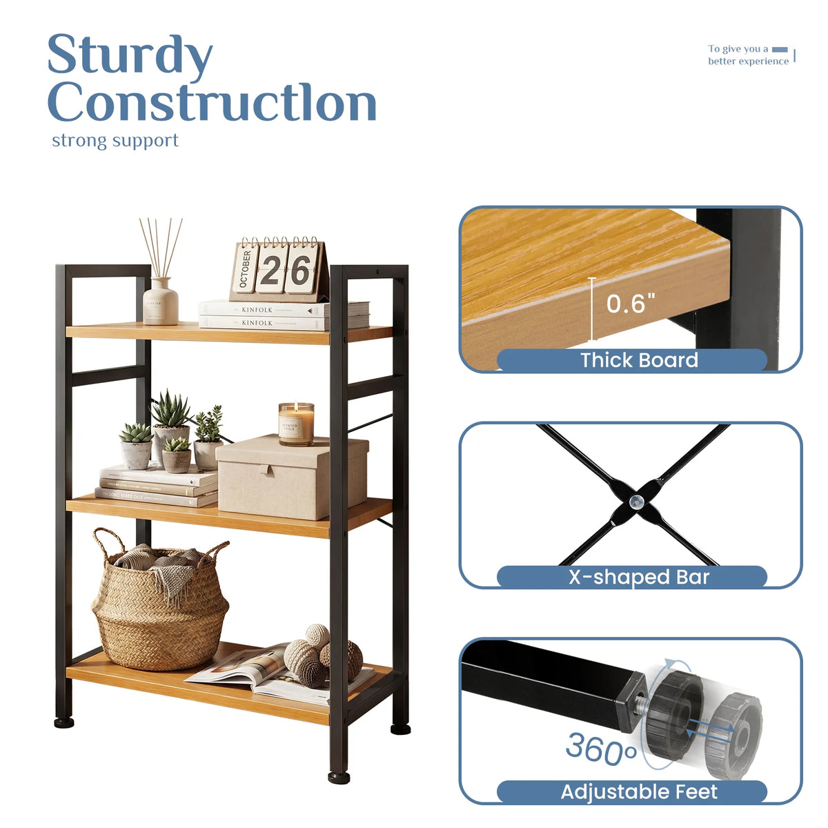 MCQ Wooden Bookcase With Graduated Shelves And Home Storage