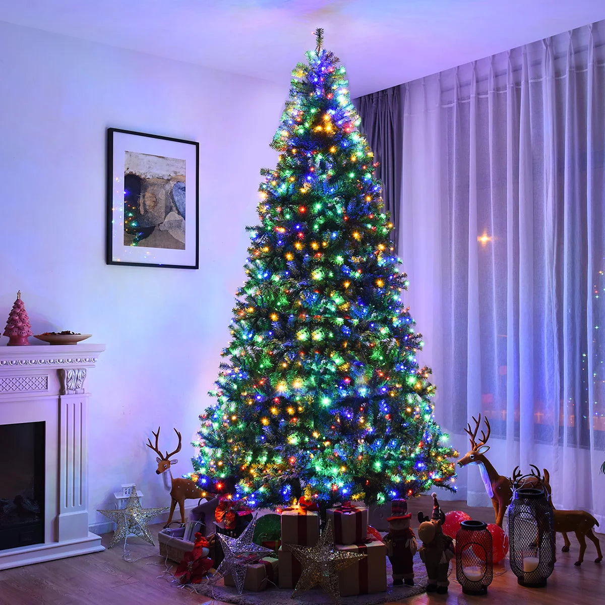 9Ft Pre-Lit Artificial Christmas Tree Premium Hinged w/ 1000 LED Lights & Stand