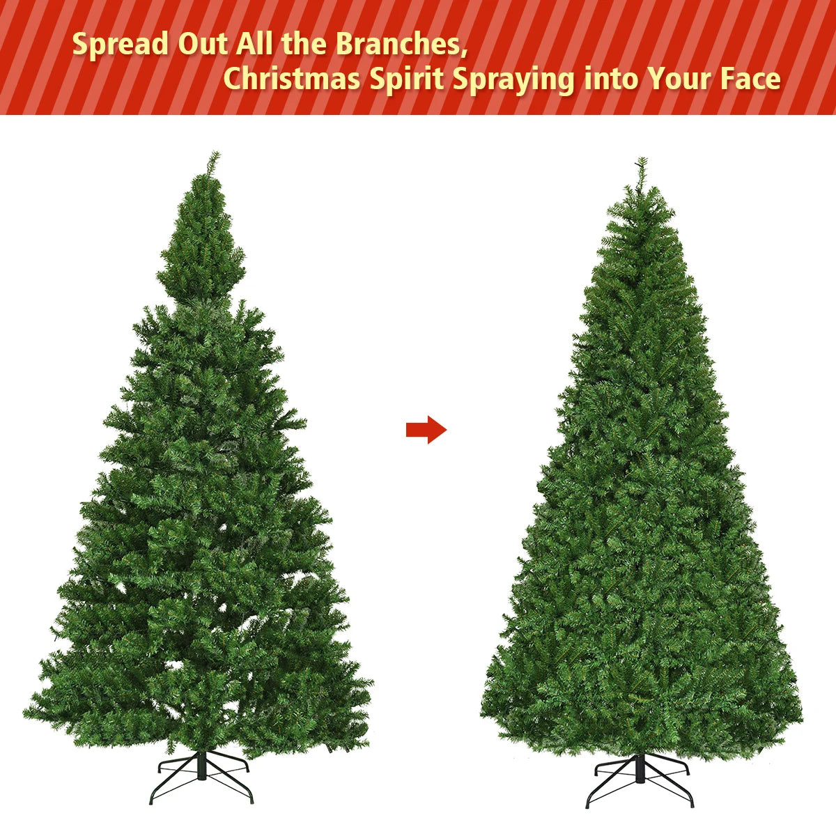 9Ft Pre-Lit Artificial Christmas Tree Premium Hinged w/ 1000 LED Lights & Stand