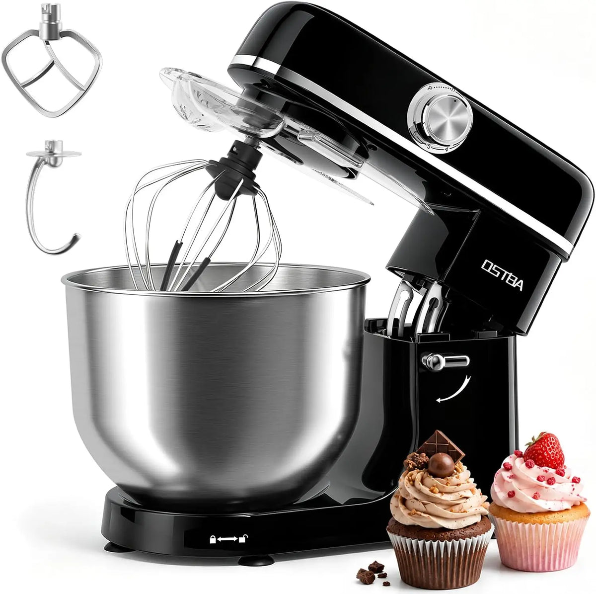 Stand Mixer, 6 Speed Tilt-Head Electric Kitchen Mixer with 6.3QT Bowl