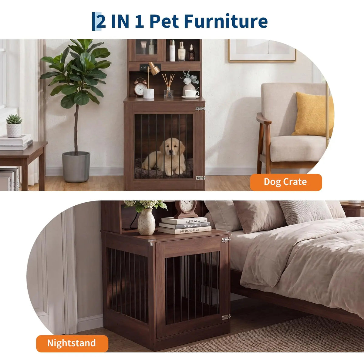 Furniture-Style Wooden Dog Crate End Table for Small Dogs, Indoor Dog Kennel Bedside Table, Space-Saving Home Decor Design, Durable Wood Build