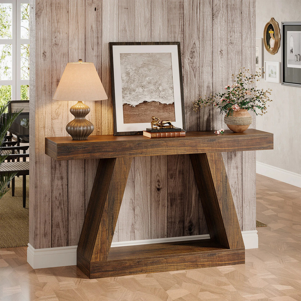 Tribesigns 55-Inch Rustic Console Sofa Table with Storage Industrial Wooden Entryway Table for Hallway Living Room