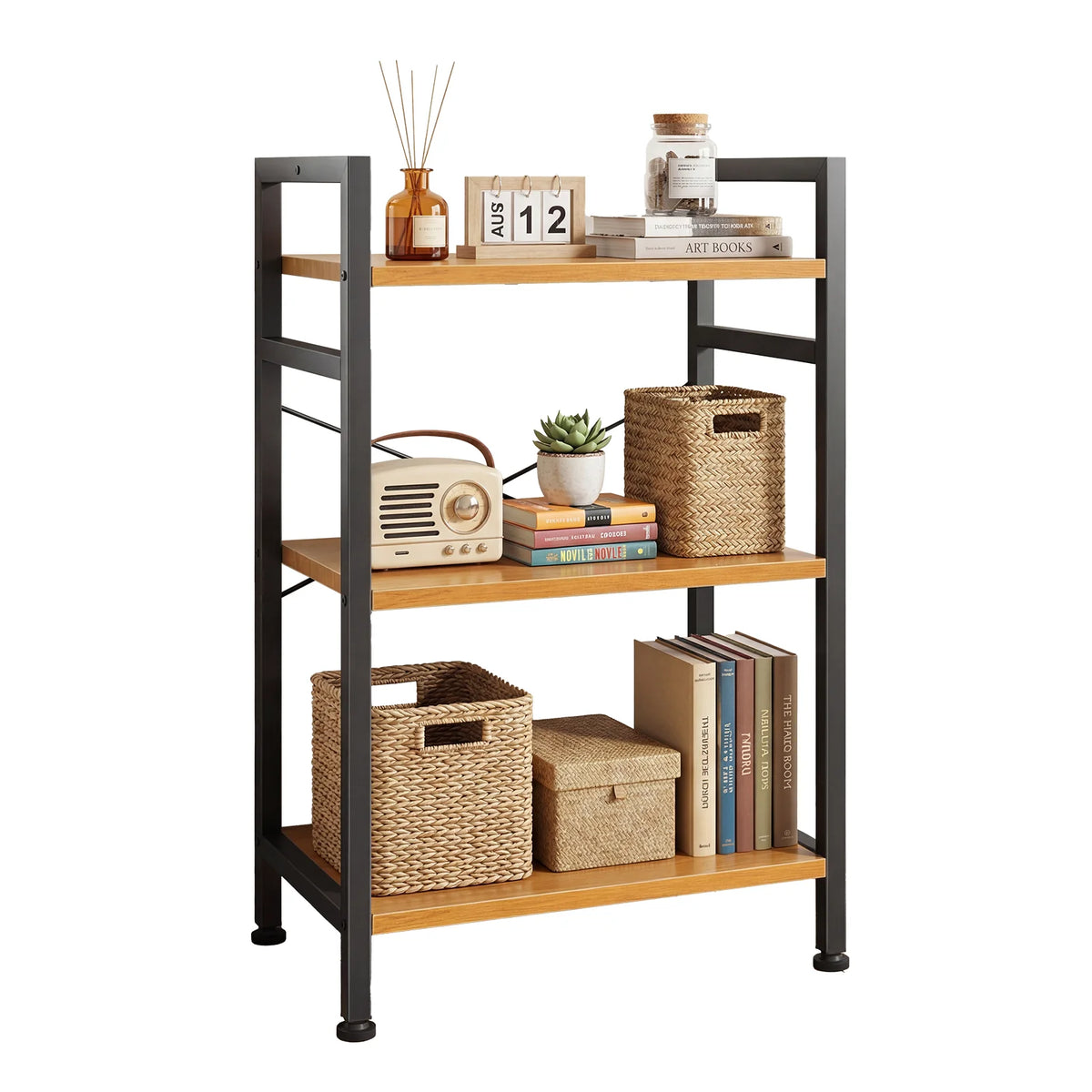 MCQ Wooden Bookcase With Graduated Shelves And Home Storage
