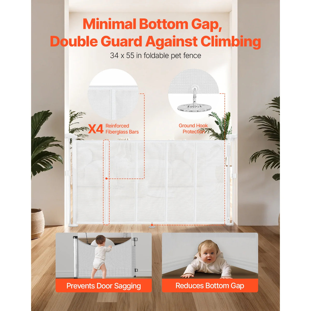 SucceBuy Retractable Baby Gate Extends up to 55/71/110 inch Wide Retractable Gate for Kids or Pets for Indoor Stairs Doorways