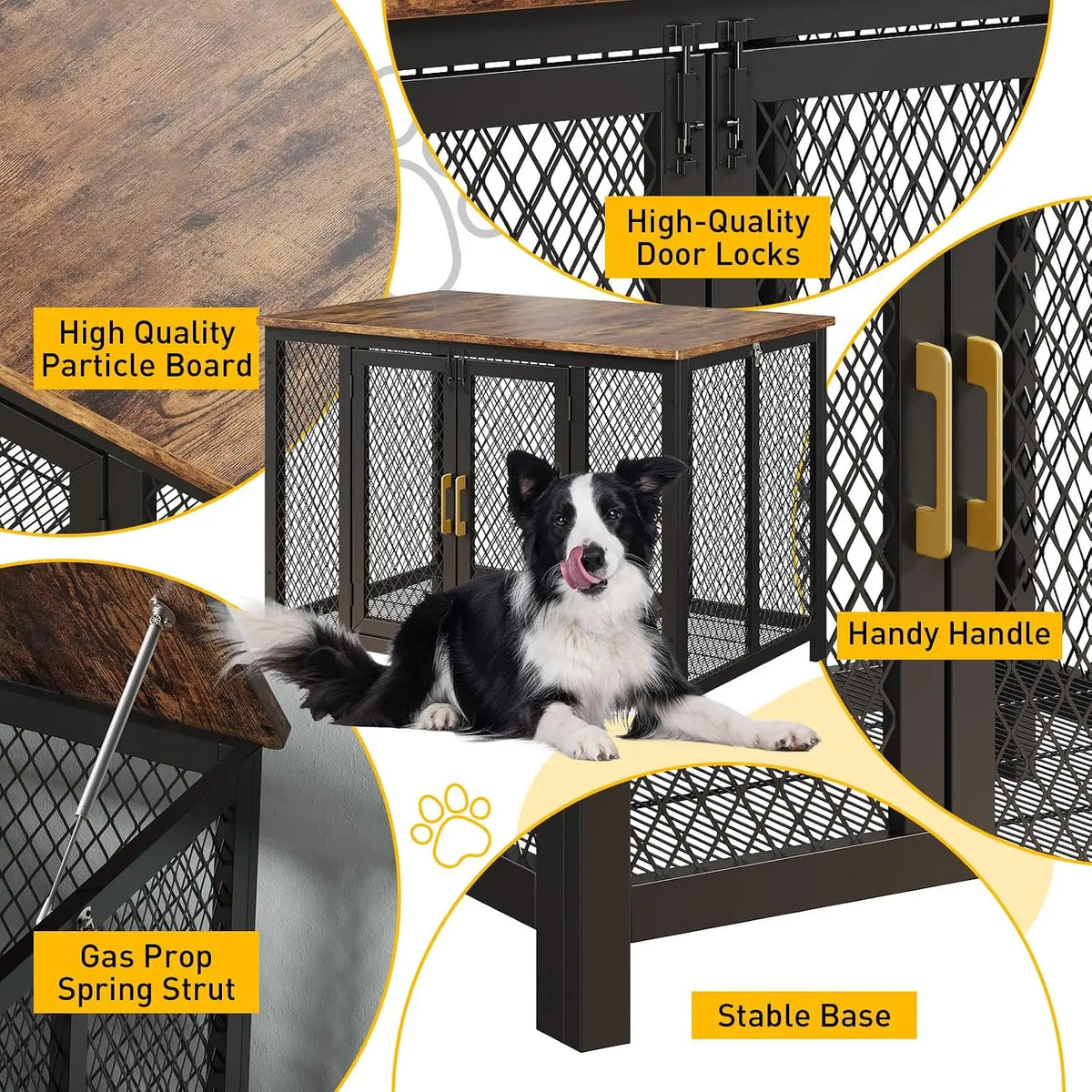 Extra Large Iron Dog Crate With Double Doors And Storage