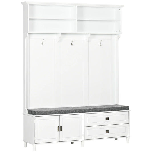 HOMCOM Hall Tree Storage Bench With Coat Rack And Shelves
