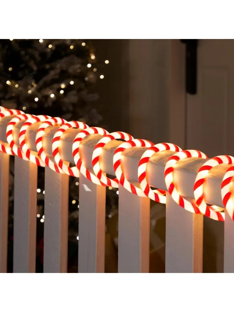 40FT LED Candy Cane Rope Lights Waterproof Outdoor 360 LED Christmas Decor Lights for Garden Yard Party Xmas Christmas Holiday Decorations (Red & Warm White)