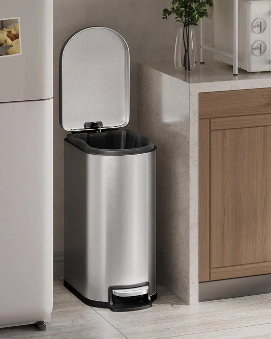 Stainless Steel Pedal Trash Can With Soft Close Lid