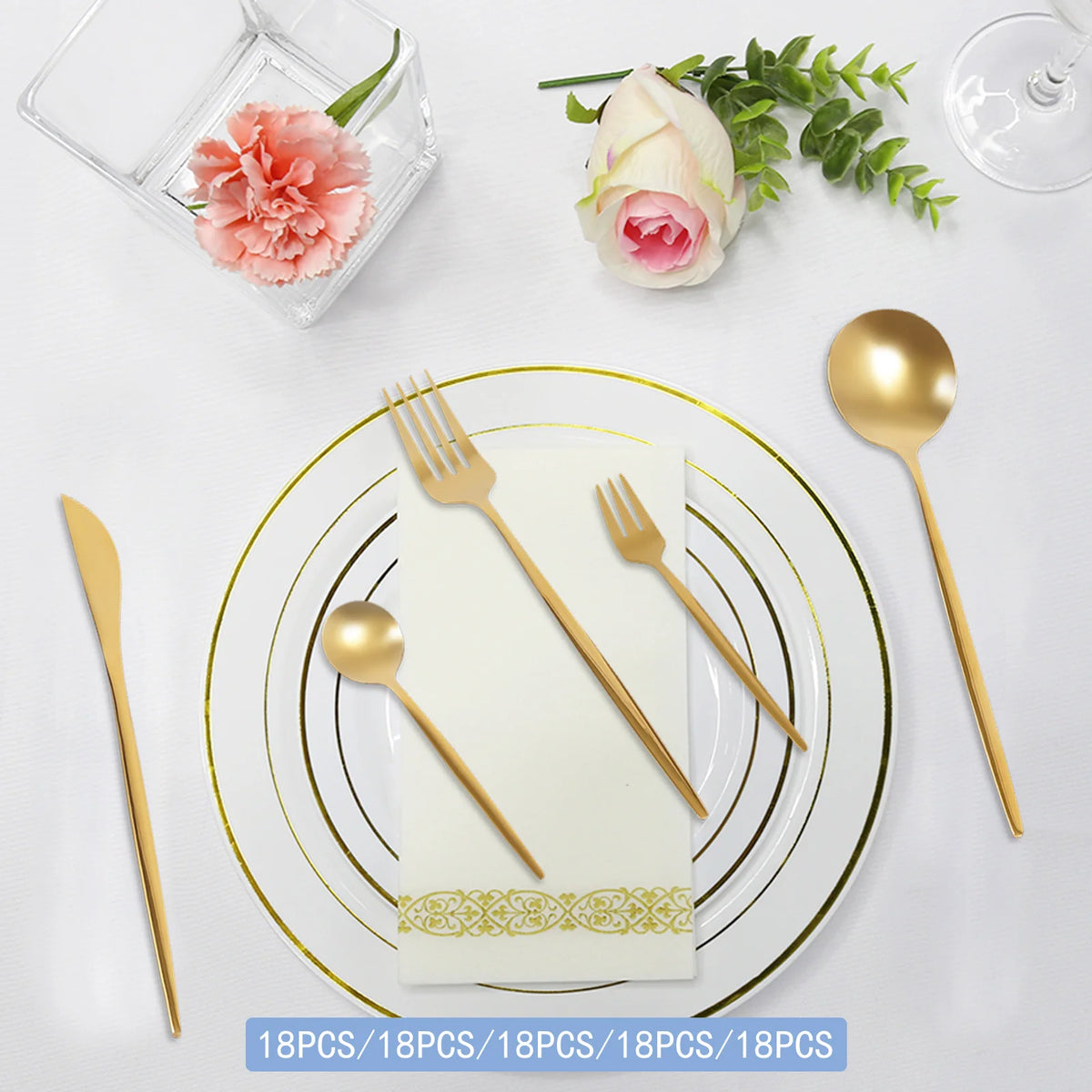 90Pcs Gold Silverware Set,  Food-Grade Stainless Steel Flatware Sets For Home Restaurant Weddings