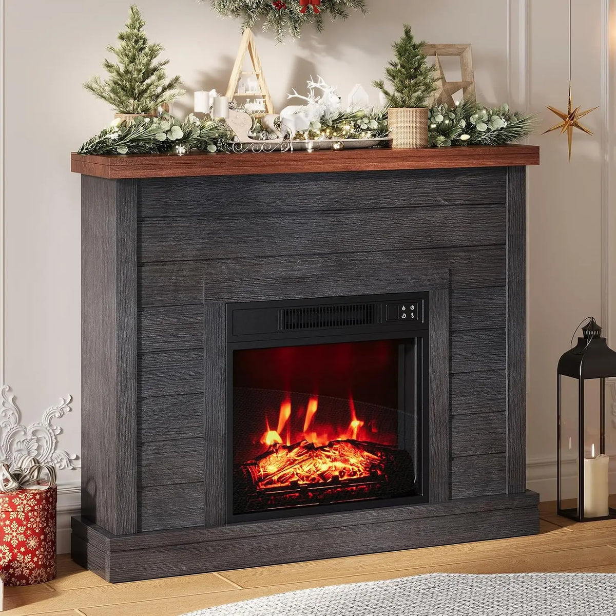 TWISTER.CK 38-Inch Electric Fireplace Mantel with 18-Inch Fireplace Insert, 1500W 120V 60Hz, Black – Freestanding Heater with Mantel