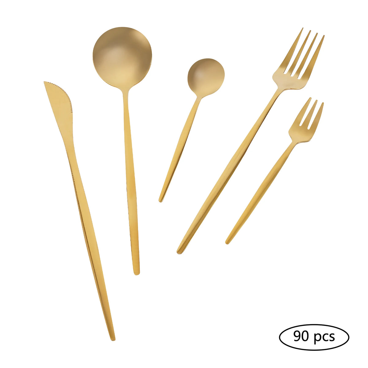 90Pcs Gold Silverware Set,  Food-Grade Stainless Steel Flatware Sets For Home Restaurant Weddings