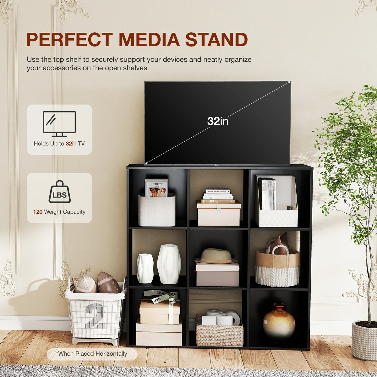 JHK Modern Wooden Cube Storage Organizer Bookcase for Home