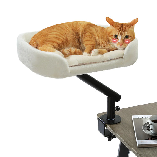 Cat Desk Bed, 360° Rotatable Cat Bed Stand for Indoor Cats, Adjustable Cat Basket, Cats Hammock for Table, Soft Cat Bed for Desk