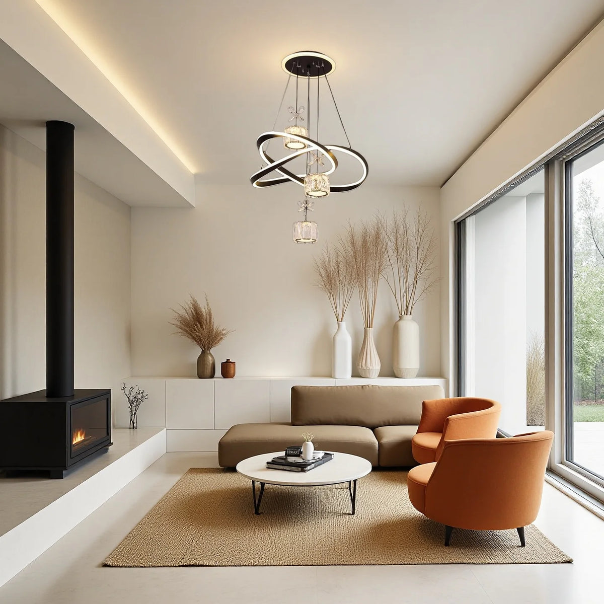 LED Pendant Light with a Crystal Lampshade, Featuring Three Adjustable Light Colors, Adjustable Height, and a Backlit Base; Suitable for Bedrooms, Living Rooms, and Above Dining Tables