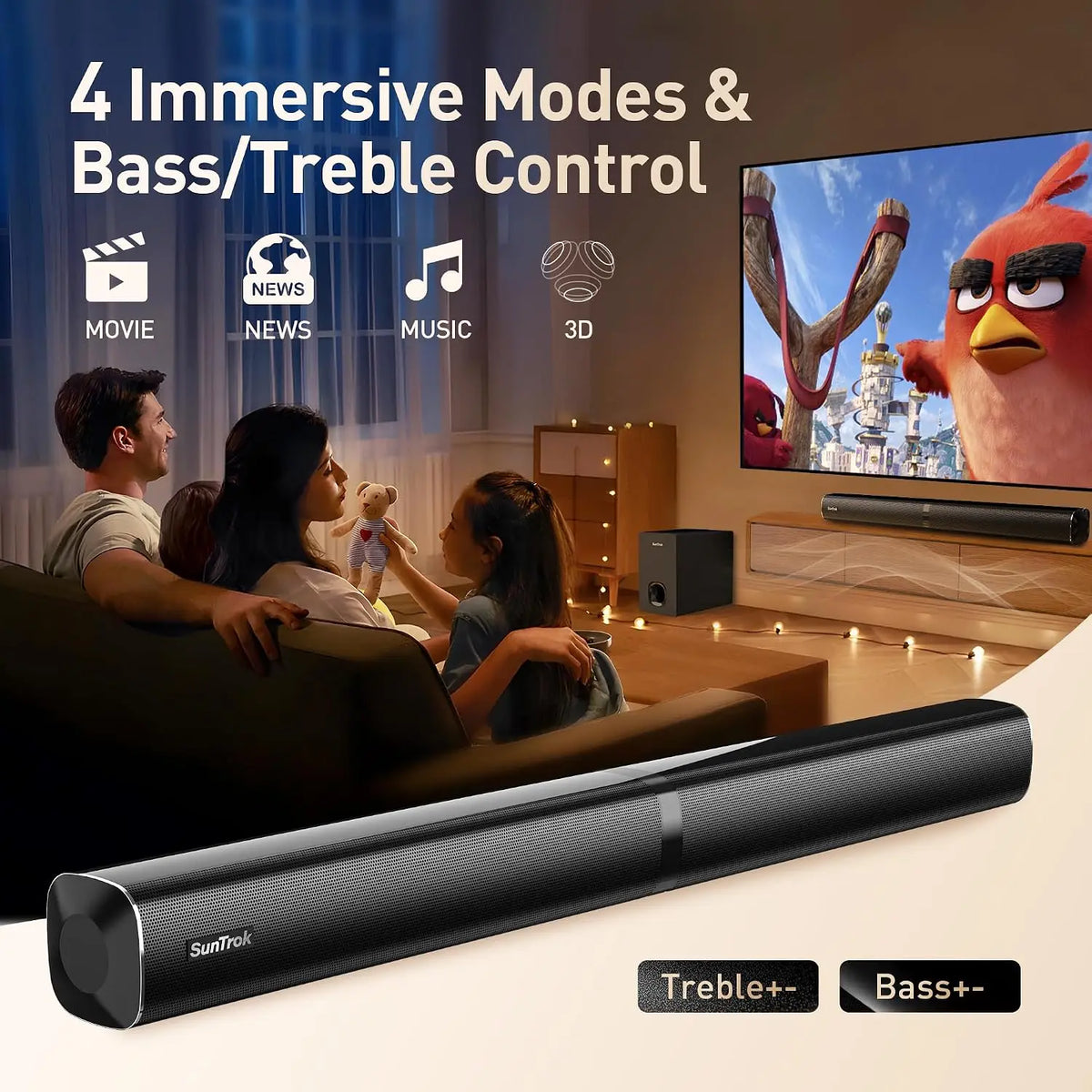 Home Theater Soundbar with Subwoofer and Dual Wireless Karaoke Mics - Bluetooth 5.3 TV Speaker System, Surround Sound with HDMI ARC, Optical, AUX, USB Inputs, 280W Peak Power for Movies, Music and Family Parties