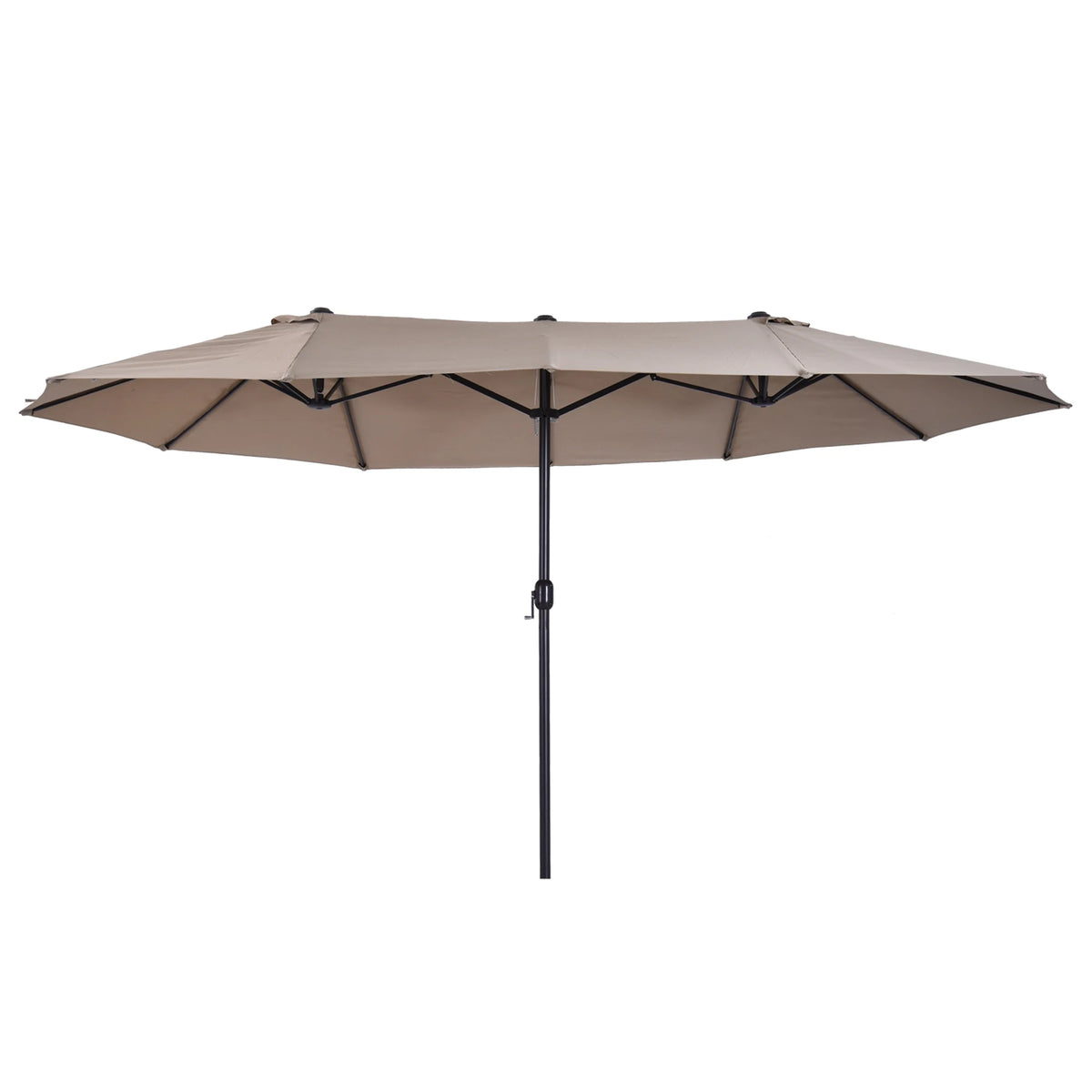 15 ft Outdoor Double-Sided Market Patio Umbrella Steel Rectangular - Tan