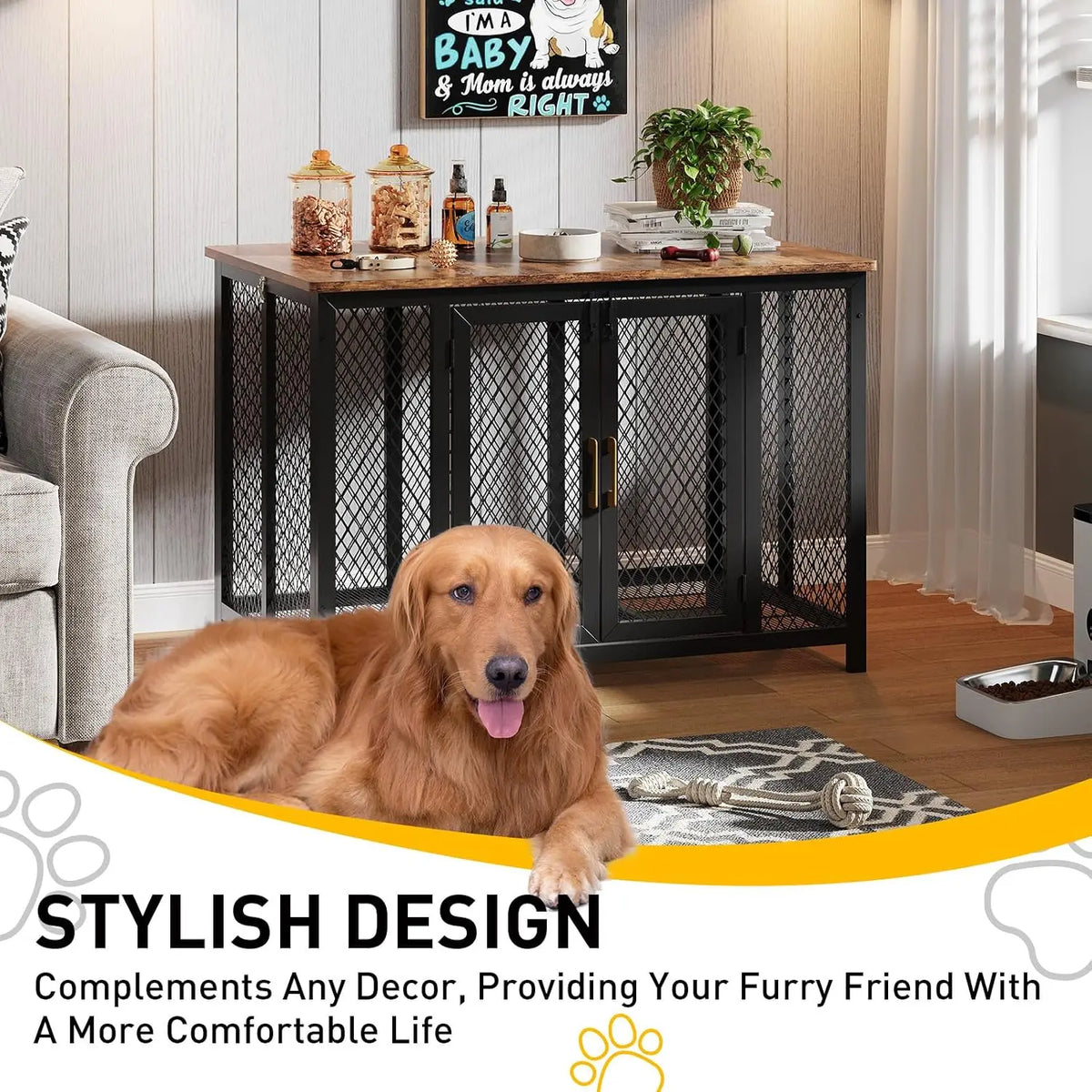 Extra Large Iron Dog Crate With Double Doors And Storage