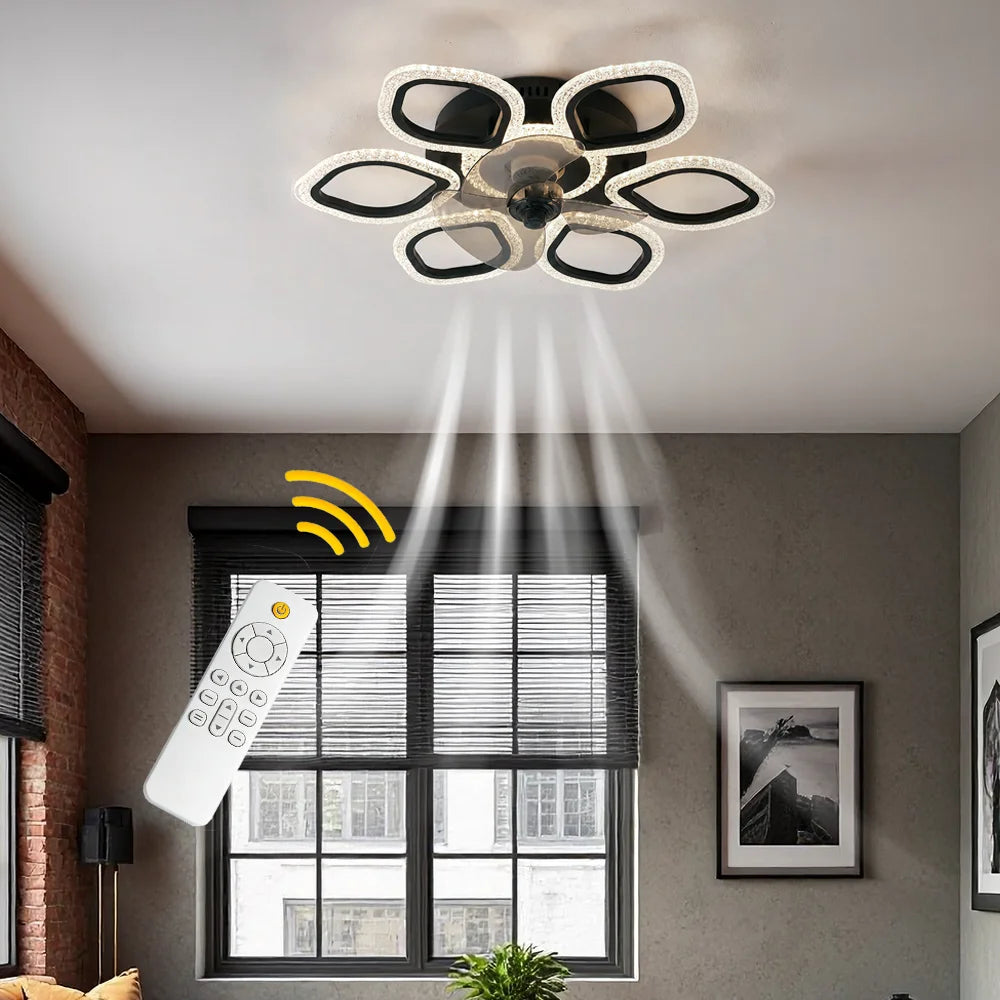 Six Petal Ceiling Fan With Dimmable Light And Reversible Motor