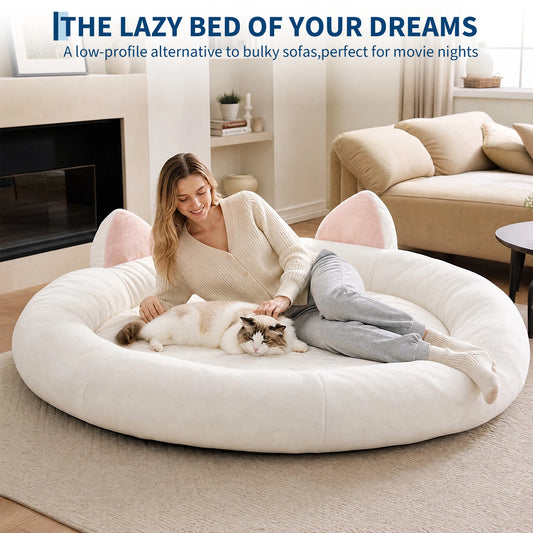9.8" Round Dog Bed XXL Extra Large Thick Pet Couch Memory Foam Pet Couch for Large & Senior Dogs Supportive Bolster Design Brown Grey