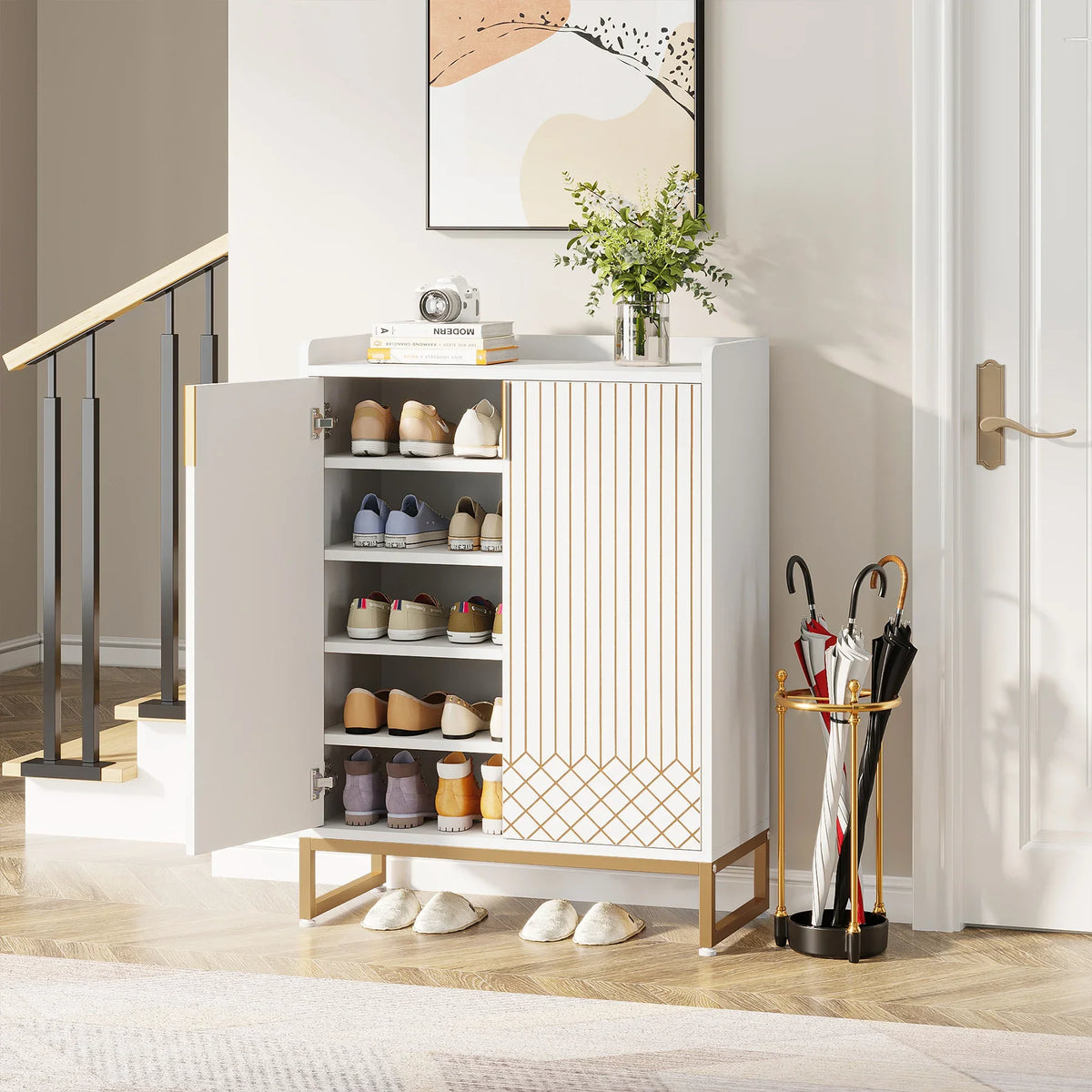 Tribesigns Modern Shoe Cabinet With Doors And Spacious Storage